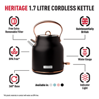 Haden Heritage Black & Copper Kettle | Kitchen Appliance | Napev UK